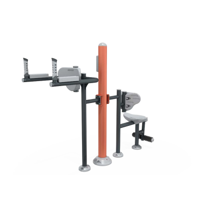 STAZIONE FITNESS OUTDOOR CON LEG EXTENSION E PARALLELE PER ADDOMINALI